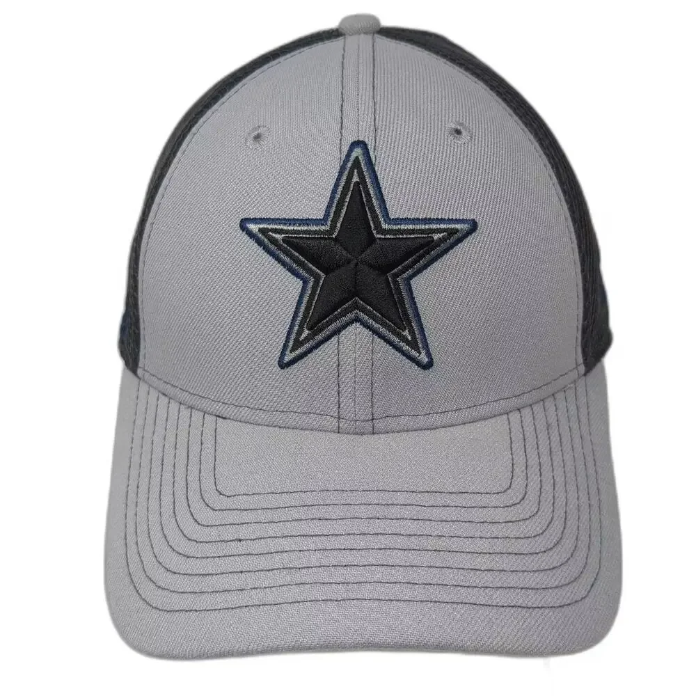Dallas Cowboys NFL New Era 39THIRTY Gray Black Mesh Back Stretch Fit Hat Size M